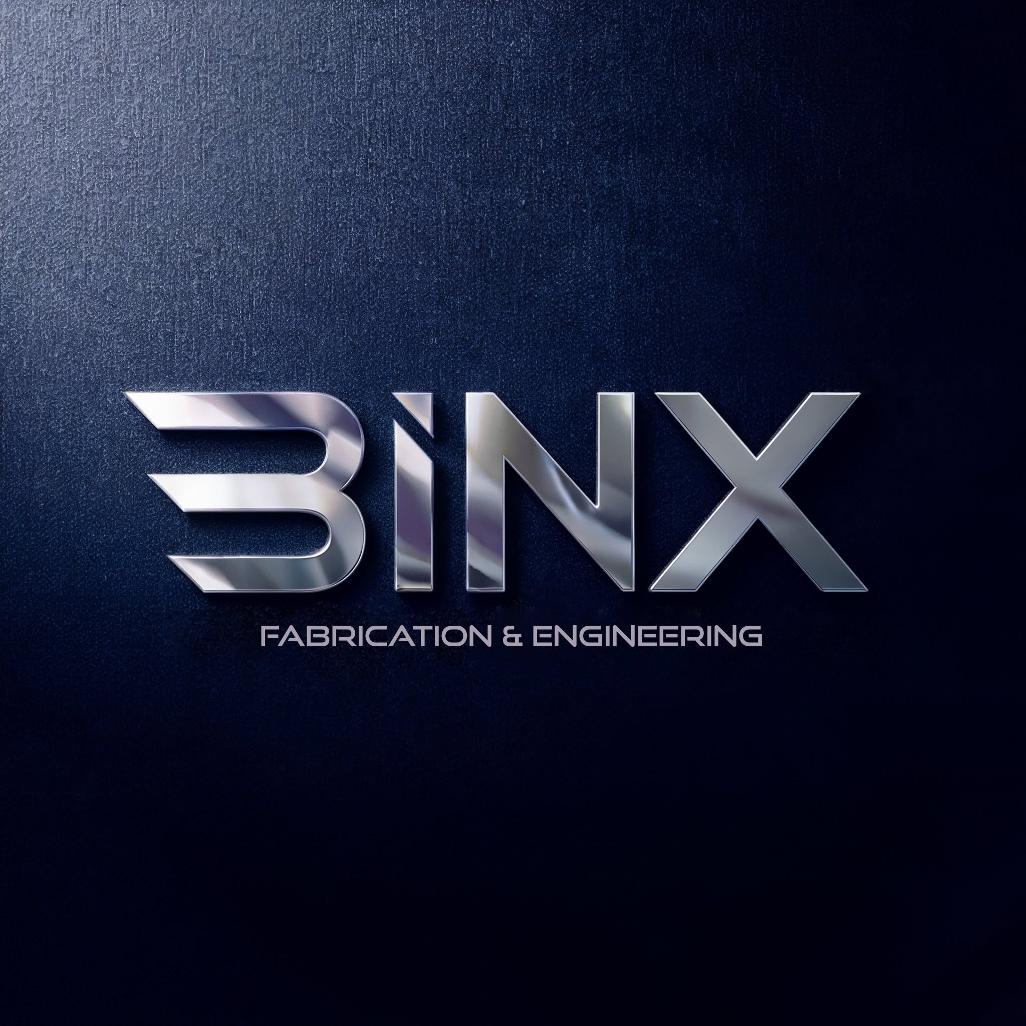 BINX metal logo on dark wall